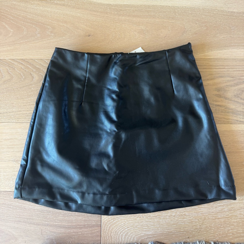 Black Satin Mini Skort